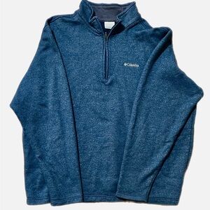 Columbia Men’s XXL (2TG) Blue 1/4 Zip Fleece Pullover Sweater Cotton Blend
